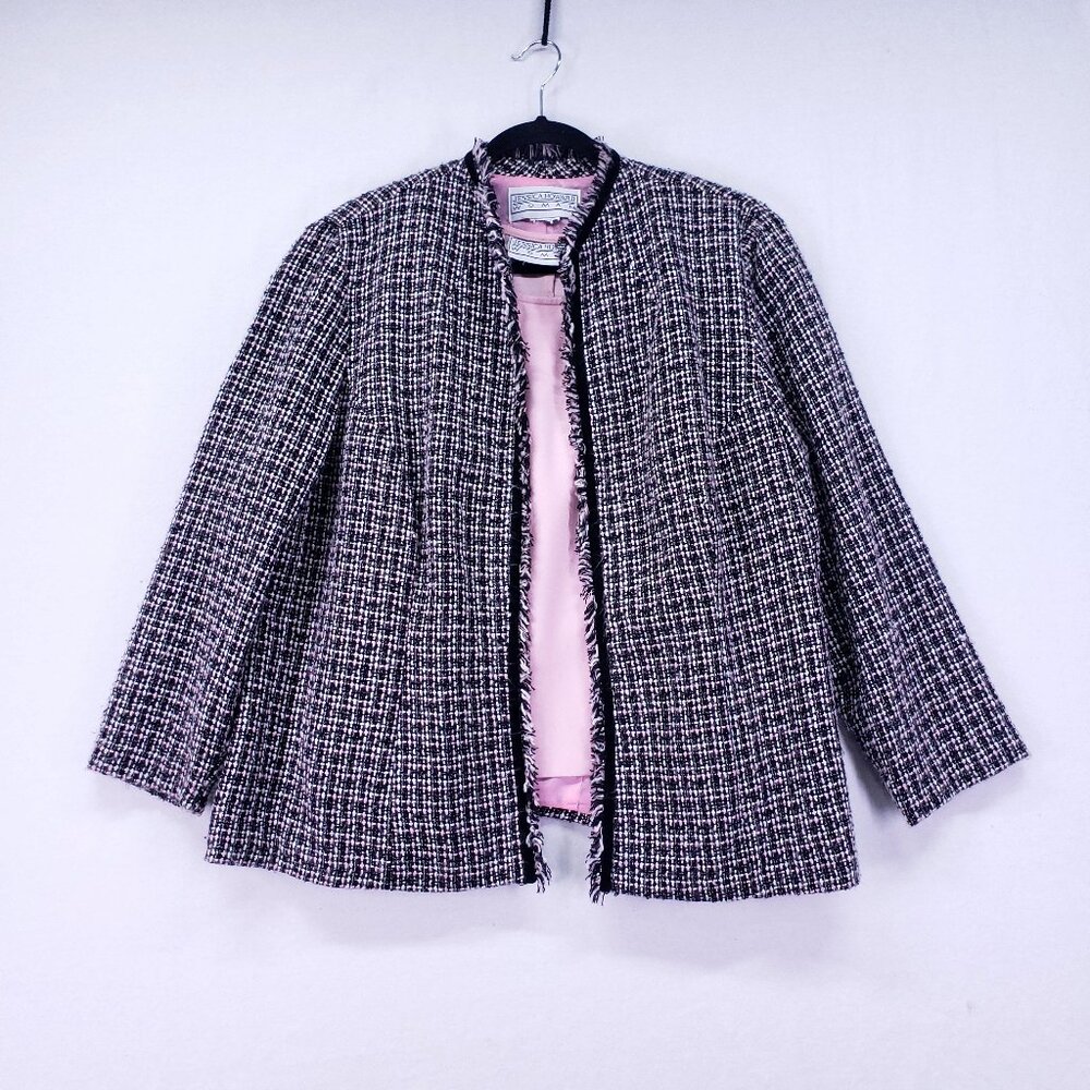 Jessica Howard 2 Piece -Blazer Pink Black Tweed and Top Pink Sleeveless